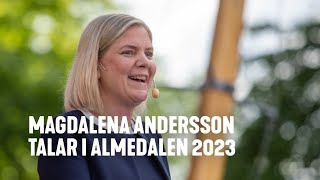 Magdalena Anderssons tal i Almedalen 2023 [upl. by Noslrac]