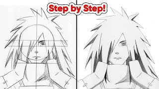 How to Draw Madara Step by Step Naruto  Naruto [upl. by Porty]