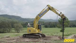 Large excavator drilling with a Digga PD25 Auger drive  Digga Australia [upl. by Derriey648]