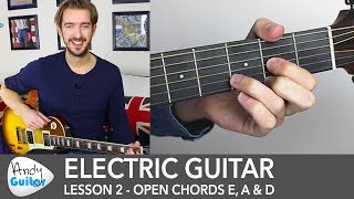 Electric Guitar Lesson 2  EASY Riff with Open Chords [upl. by Ecnarrat]