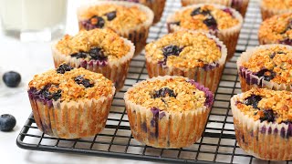 Blueberry Oatmeal Muffins  Quick  Easy  MakeAhead Recipe  Bake With Me [upl. by Stoeber]