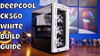 DeepCool CK560 WH white mid tower case review and build guide [upl. by Yelraf118]