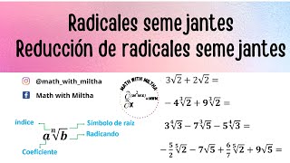 Radicales semejantes reducción de radicales semejantes [upl. by Aihsemot]