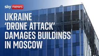 Aftermath of Drone attack on glass buildings in Moscow [upl. by Maribeth]