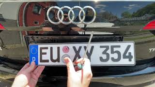 PKW Kennzeichen Halterung und Nummernschild Träger wechseln vorne und hinten Audi A4S4 Anleitung [upl. by Okubo]