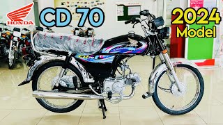 New Honda CD 70 2024 Model  Black Colour  Complete Review  Latest Price Specs amp Features [upl. by Antoine]