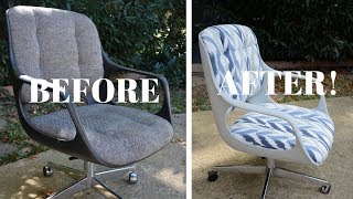 Vintage Chromcraft Office Chair Makeover PART 2 Furniture Makeover  Thrift Diving [upl. by Ettenan]