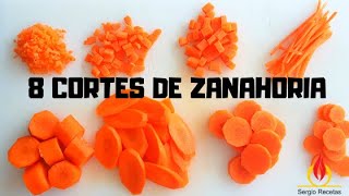 CORTES BÁSICOS DE ZANAHORIA 8 tipos de corte Escuela de cocina [upl. by Ginelle]