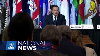 Poilievre attends Assembly of First Nations AGA to mixed reception from chiefs  APTN News [upl. by Latea]