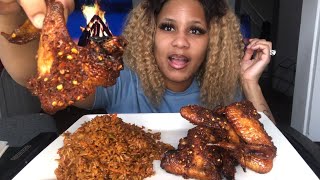 THE BEST SPICY TERIYAKI CHICKEN WINGS amp RICE MUKBANG eatingshow [upl. by Dammahom]