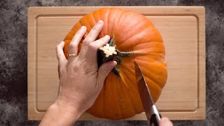 How To Cut A Pumpkin  Pumpkin Recipes [upl. by Sulohcin652]