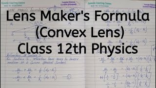 Lens Makers Formula for Convex Lens Chapter 9 Ray Optics amp Optical Instruments Class 12 Physics [upl. by Ayikahs]