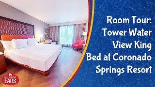 Disneys Coronado Springs Resort  Tower Water View King  Room Tour [upl. by Kciredec]