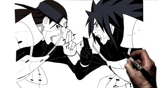 How to Draw Madara vs Hashirama  Step By Step  Naruto [upl. by Durham]