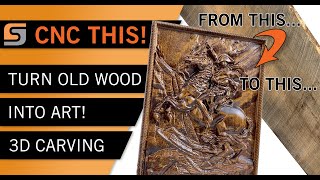 CNC This Turn Old Weathered Wood Into Decorative 3D Carved Art [upl. by Minta]