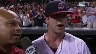 Cleveland Indians Tyler Naquin tries to catch his breath after hitting insidethepark home run [upl. by Jenifer]