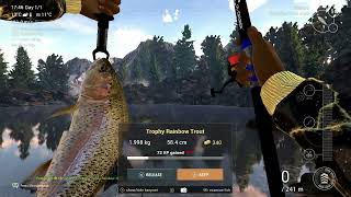 Trophy Rainbow Trout Rocky Lake Fishing Planet US [upl. by Anneres]