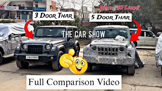 2024 5 Door Thar Vs 3 Door Thar🤯 Full Comparison Video  Features Size  Price amp Engine [upl. by Drugi645]