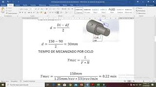 calculos del proceso de mecanizado basico en torno [upl. by Nodanrb]