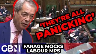 WATCH Nigel Farage hilariously mocks Labour MPs during PMQs  ‘They’re all panicking’ [upl. by Tati339]