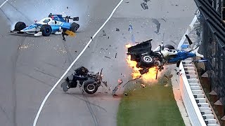 Scott DixonJay Howard Indy 500 crash 2017 [upl. by Attekahs894]