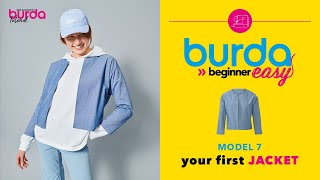 7 Cropped Jacket  BURDA EASY HS BEGINNER 2022 [upl. by Columbus]