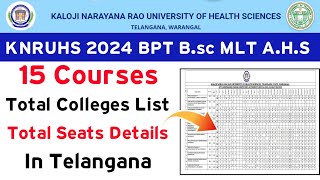 KNRUHS BPT Bsc MLT amp AHS Colleges List 2024  KNRUHS AHS Colleges list [upl. by Ahsotal]