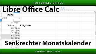 Dynamischer senkrechter Monatskalender in LibreOffice Calc  Download [upl. by Durward]