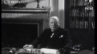 Winston Churchill addresses the nation following defeat of Germans 1945 [upl. by Yesdnik]