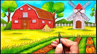 How to Draw A Farm Scenery in one point perspective for Beginners [upl. by Godwin473]