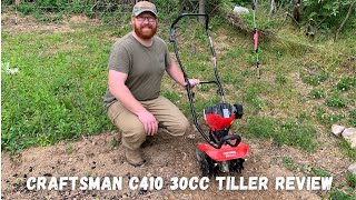 Craftsman C410 4Cycle 30CC Tiller Review [upl. by Sobmalarah]