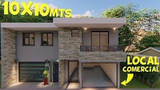 Plano de Casa con Local Comercial 10x10m [upl. by Comptom249]