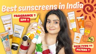 Best SUNSCREENS in India 2024  Sunscreens for Dry Sensitive Acne Oily Skin  Kashika [upl. by Akenihs]