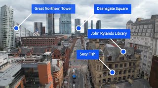 Deansgate Manchester  Drone Guided Tour [upl. by Beutler]