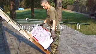 Simple DIY Ladder Lift Asphalt Shingles on the Roof [upl. by Renato431]