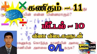 Grade 11 Maths  பகுதி B  மீட்டல்  10  கணிதம்  OL Tamil Medium LMDM Unit [upl. by Bascio]