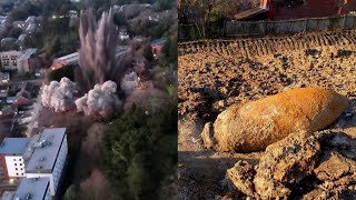 Massive Explosion From 80YearOld WWII Bomb Shown by Drone [upl. by Gerry423]