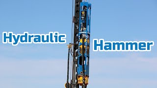 Driving Piles  Hydraulic Hammer  Construction Work  Satisfying [upl. by Rosetta]