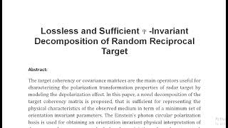 Lossless and Sufficient Ψ Invariant Decomposition of Random Reciprocal Target [upl. by Atined]