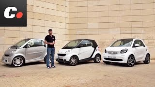 smart fortwo Tres generaciones  Prueba  Test  Review en español  cochesnet [upl. by Dumanian]