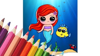 How to Draw Little Mermaid Ariel Easy [upl. by Wilma]