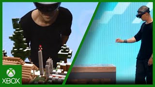 Play Minecraft on HoloLens w Remote Desktop Windows 10 PC [upl. by Aerdnaz58]