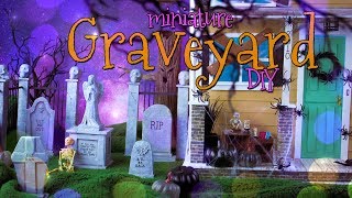 DIY  How to Make Miniature Spooky Halloween Graveyard with Fence [upl. by Werner52]