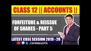 Class 12  ACCOUNTS Session 2019  20  FORFEITURE amp REISSUE of Shares  Part  5 [upl. by Ollopa922]