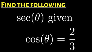 Find sectheta given costheta  23 [upl. by Patsy]