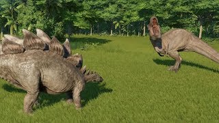 Stegosaurus VS TRex  Jurassic World Evolution [upl. by La728]