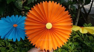 Paper Fan Flowers  Paper Pinwheels Rosette Backdrop for Decoration [upl. by Ojela]