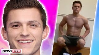 Tom Holland Shows Off Abs In New Viral Challenge [upl. by Ennaxxor]