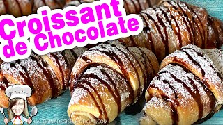 CROISSANT DE CHOCOLATE 🥐 Receta fácil Cruasanes rellenos de chocolate🤩 [upl. by Benedikta]