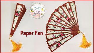 DIY Folding Paper Fan Tutorial How to make Paper Fan Japanese Handheld Fan [upl. by Engelhart]